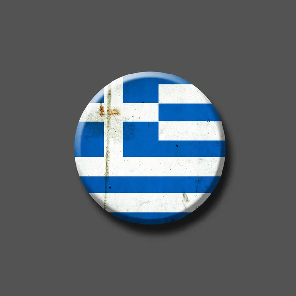 Bandera Grecia Placa Redonda Aislado Sobre Fondo Gris Ilustración Señales — Foto de Stock