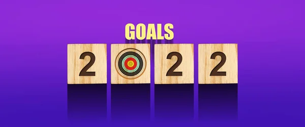 2022 Goals Number Wooden Blocks Concept Goals New Year 2022 — Stock Photo, Image