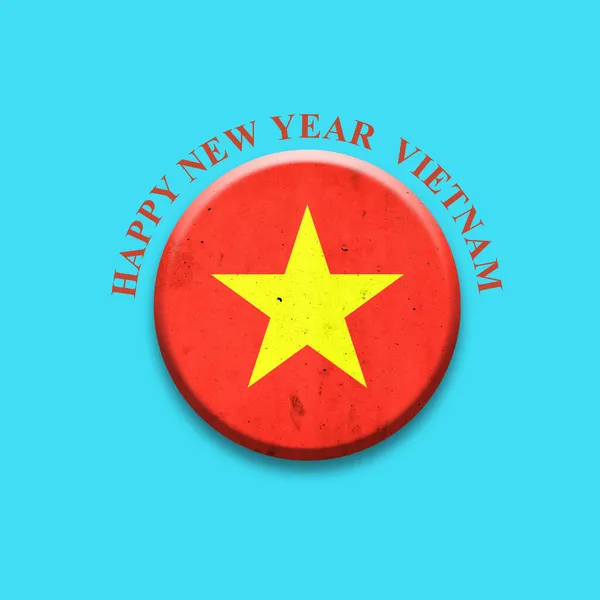 Selamat Tahun Baru Vietnam Bendera Vietnam Lencana Bulat Dengan Latar — Stok Foto