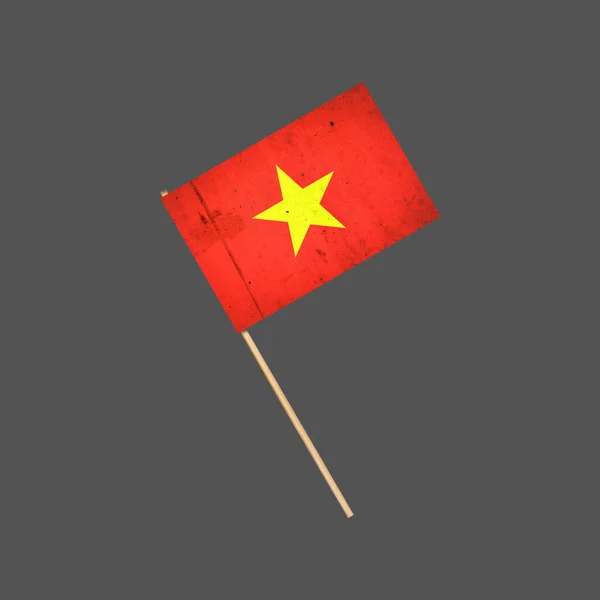 Vietnam grunge vlag op een stok. Geïsoleerd op grijze achtergrond. Ontwerpelement. Tekens en symbolen. — Stockfoto