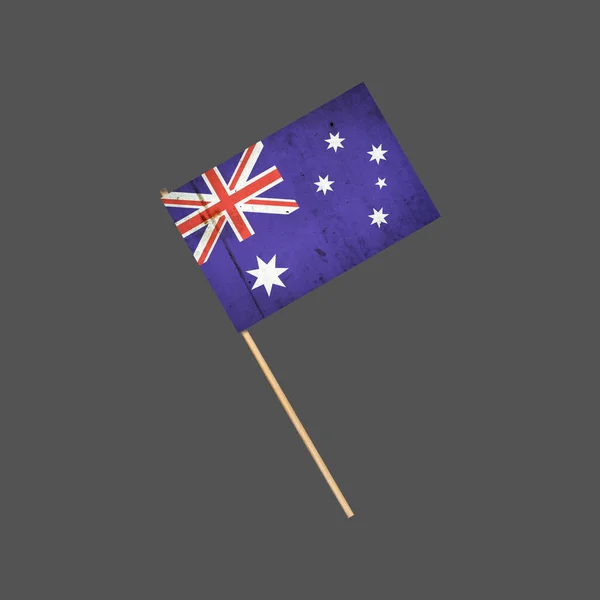 Australië Grunge Vlag Een Stok Geïsoleerd Grijze Achtergrond Ontwerpelement Tekenen — Stockfoto