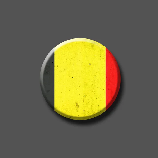 Belgische Vlag Ronde Badge Geïsoleerd Grijze Achtergrond Illustratie Tekenen Symbolen — Stockfoto