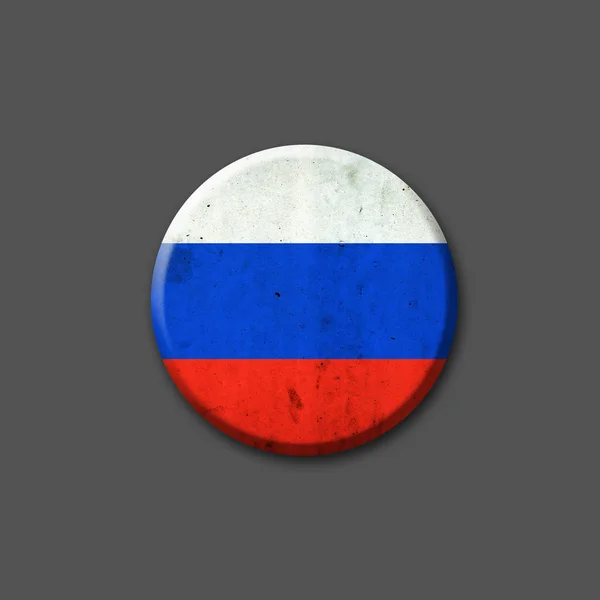 Rusya Bayrağı Yuvarlak Rozet Gri Bir Arka Planda Izole Edilmiş — Stok fotoğraf