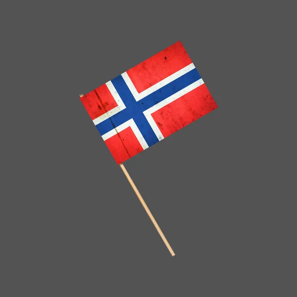 Flaga Grunge Norwegii Patyku Odizolowany Szarym Tle Element Projektu Znaki — Zdjęcie stockowe