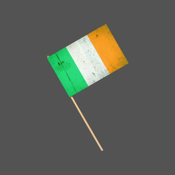 Irland Grunge Flagge Auf Einem Stock Vereinzelt Auf Grauem Hintergrund — Stockfoto