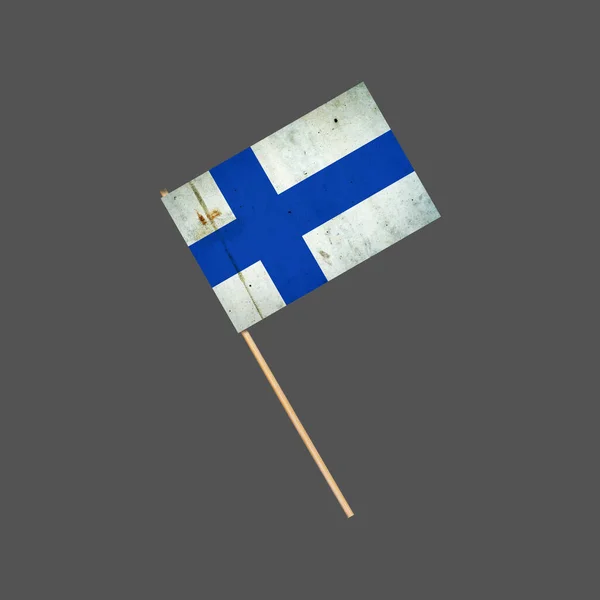 Flaga Grunge Finlandii Patyku Odizolowany Szarym Tle Element Projektu Znaki — Zdjęcie stockowe