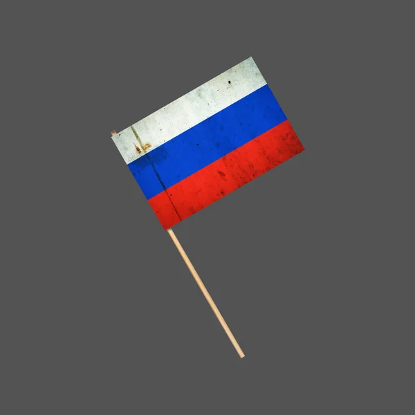 Russia Grunge Flag Stick Isolated Gray Background Design Element Signs — Stock Photo, Image