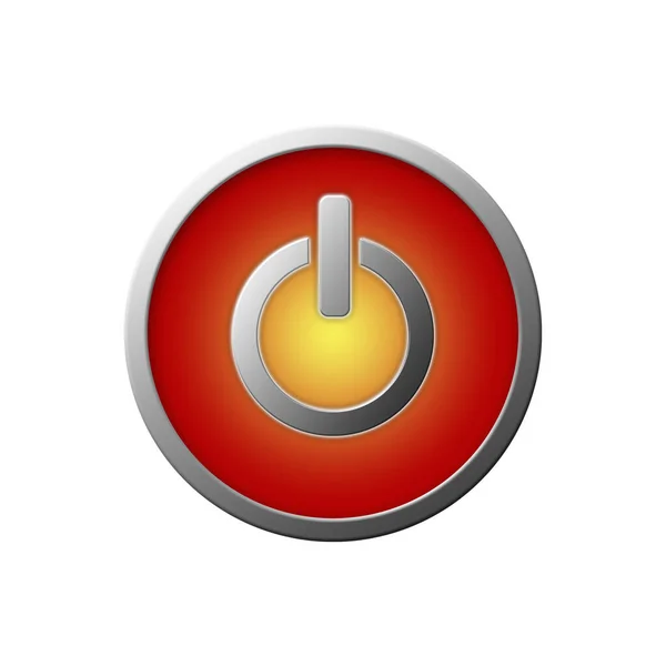 Red Power Button Isolated White Background Illustration Design Element Object — Stock Photo, Image