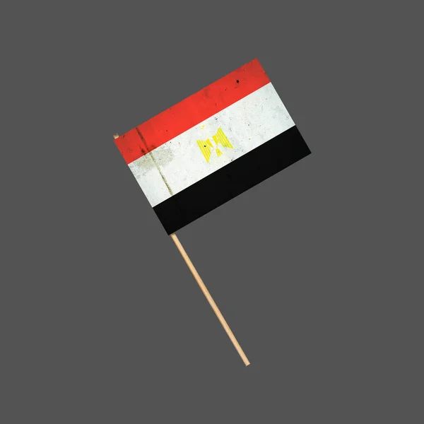 Egypt Grunge Flag Stick Isolated Gray Background Design Element Signs — Stock Photo, Image