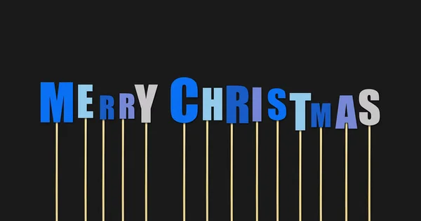 Vrolijk Kerstinscriptie Van Brieven Stokken Geïsoleerd Donkergrijze Achtergrond Nieuwjaar Kerstmis — Stockfoto