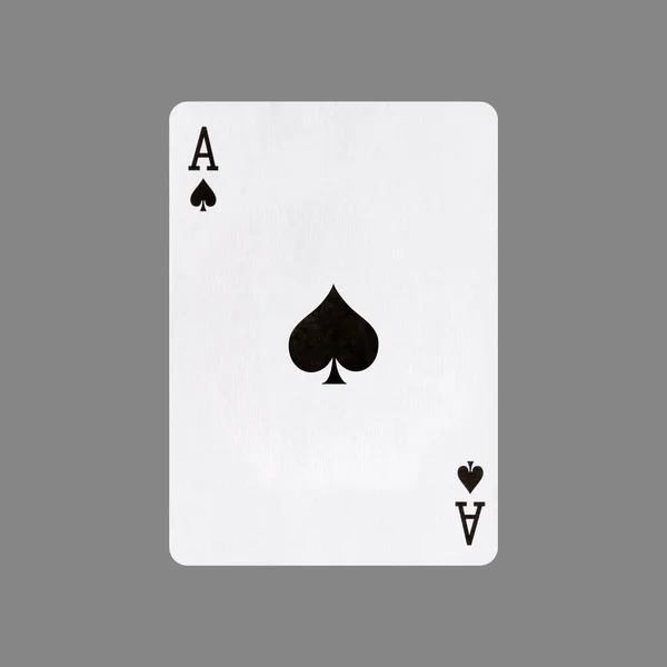 Ace Spades Isolated Gray Background Gamble Playing Cards Cards — Stock Photo, Image