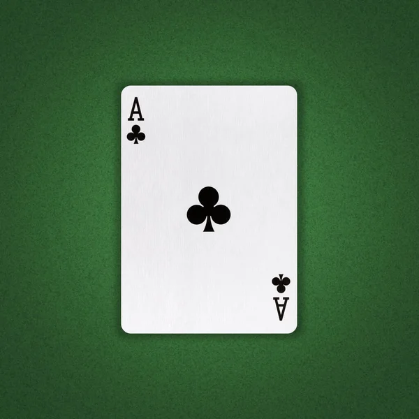 Ace Clubs Green Poker Background Gamble Playing Cards Background — Stock Photo, Image