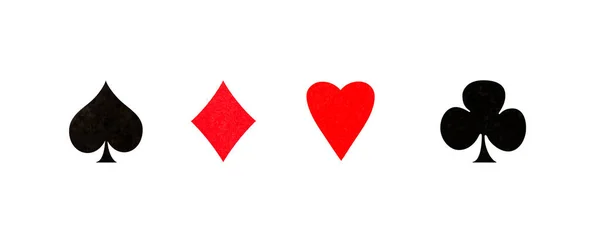 Verschiedene Kartenfarben Isoliert Auf Weißem Hintergrund Glücksspielkonzept Hintergrund — Stockfoto