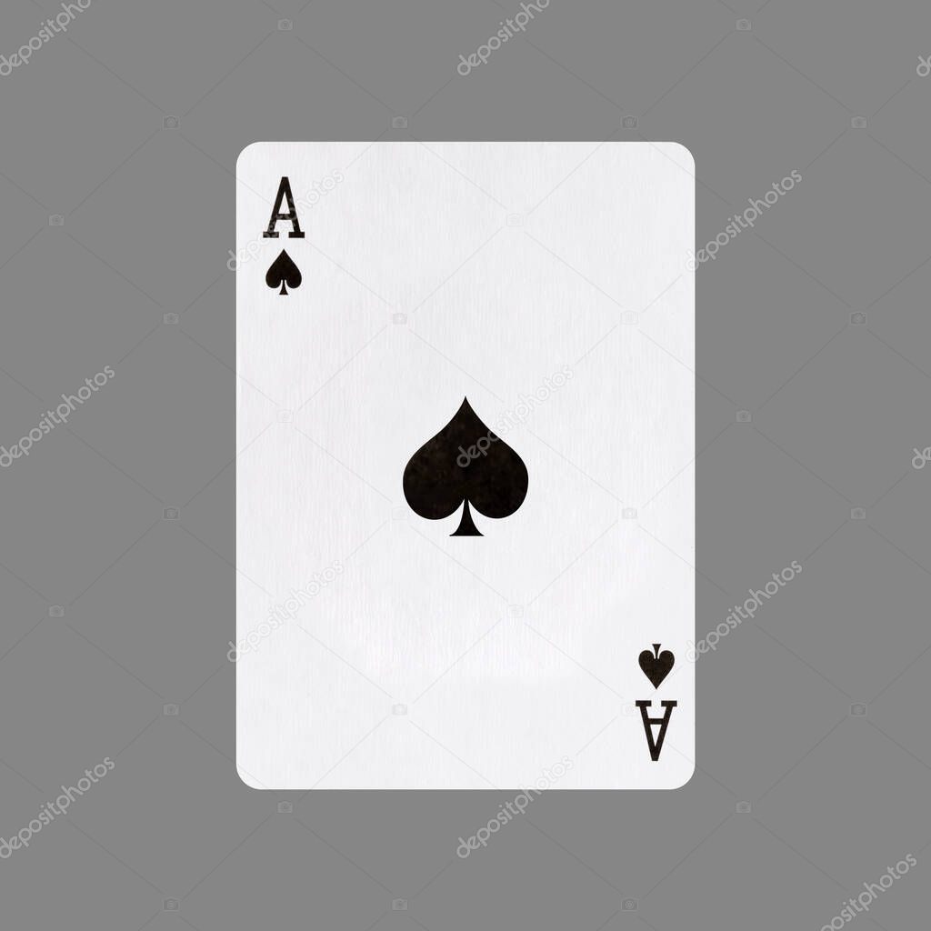 Ace of spades. Isolated on a gray background. Gamble. Playing cards. Cards.