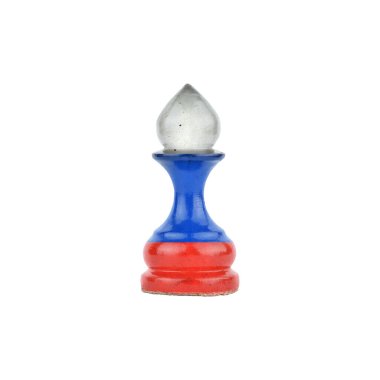 Rus bayrağının renginde piyon. Beyaz bir arka planda izole edilmiş. Spor. Siyaset. İş için. Strateji.