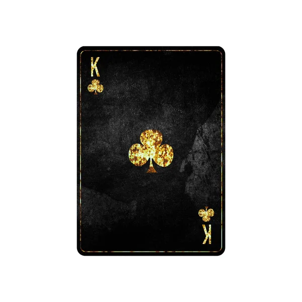 Koning Van Clubs Grunge Kaart Geïsoleerd Witte Achtergrond Kaarten Spelen — Stockfoto