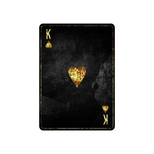 King Hearts Grunge Card Ізольована Білому Тлі Граючи Карти Розробка — стокове фото
