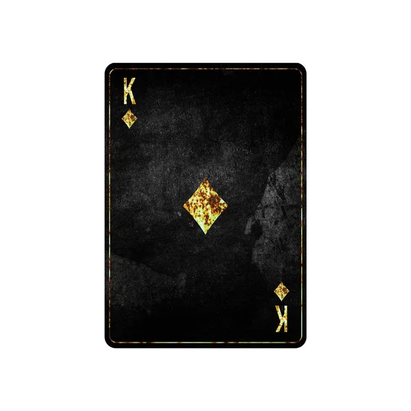 Król Diamentów Karta Grunge Owa Odizolowana Białym Tle Gramy Karty — Zdjęcie stockowe