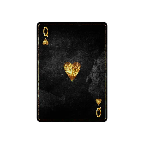 Queen Hearts Grunge Card Isolated White Background Playing Cards Design — Stock Photo, Image
