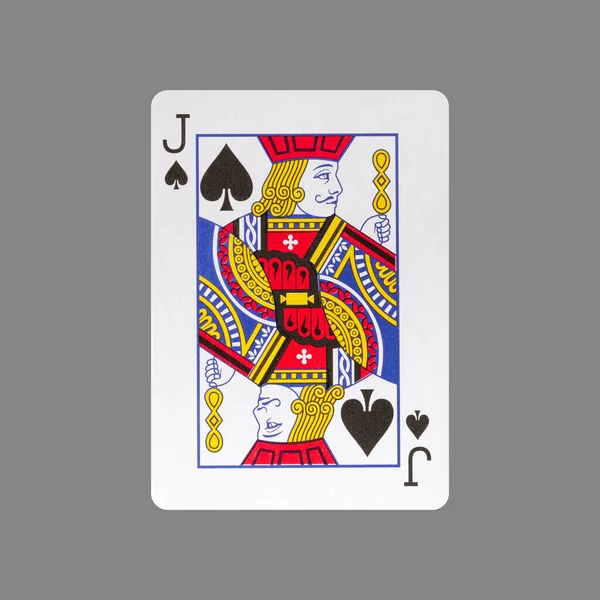 Pik Bube Vereinzelt Auf Grauem Hintergrund Glücksspiel Spielkarten Karten — Stockfoto