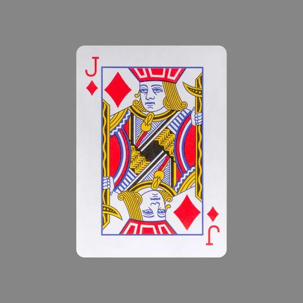 Jack Diamonds Isolated Gray Background Gamble Playing Cards Cards — стоковое фото