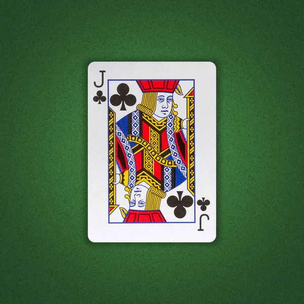 Jack Clubs Green Poker Background Gamble Playing Cards Background — ストック写真