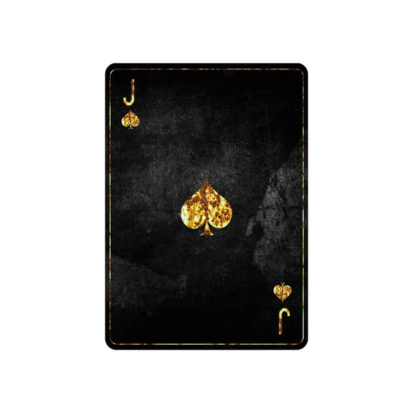 Jack Spades Grunge Card Isolated White Background Playing Cards Design — стоковое фото