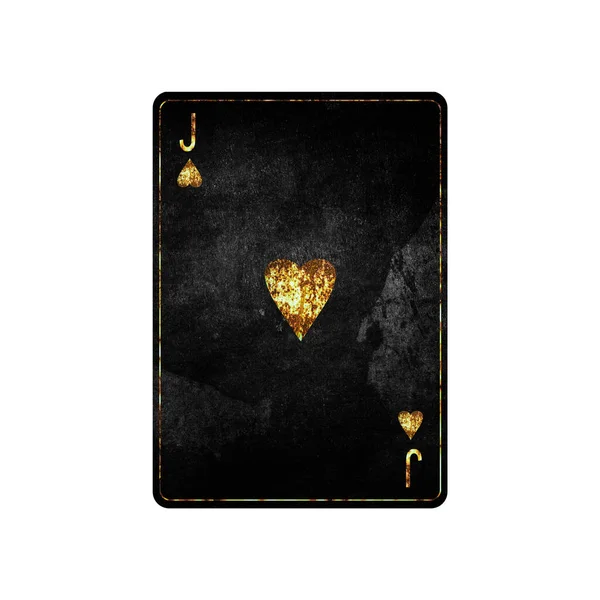 Jack Hearts Grunge Card Isolated White Background Playing Cards Design — 스톡 사진