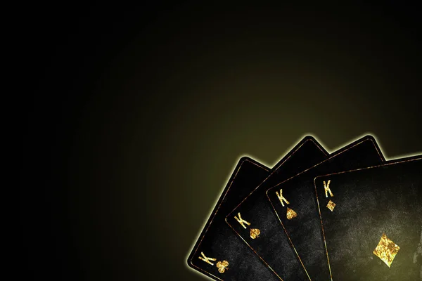 Four Kings Grunge Cards Black Background Copy Space Poker Background — 스톡 사진