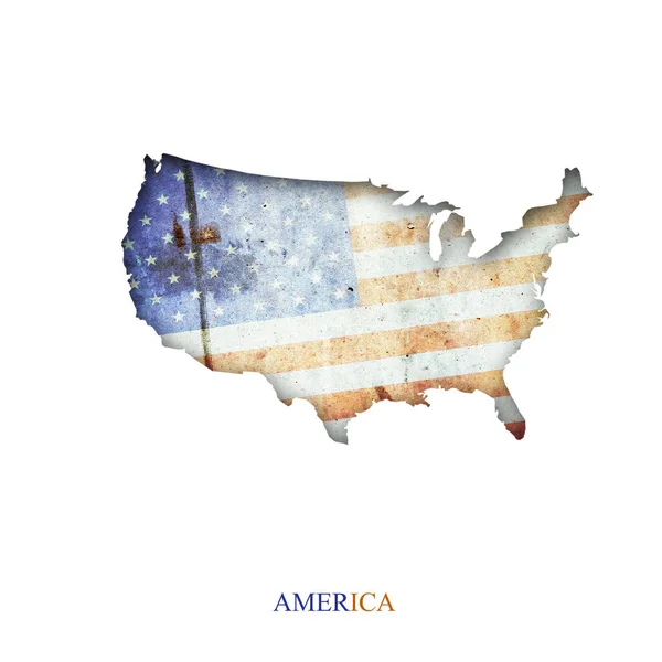 Σημαία Της Αμερικής Μορφή Χάρτη Σκιά Απομονωμένο Λευκό Φόντο Σημάδια — Φωτογραφία Αρχείου