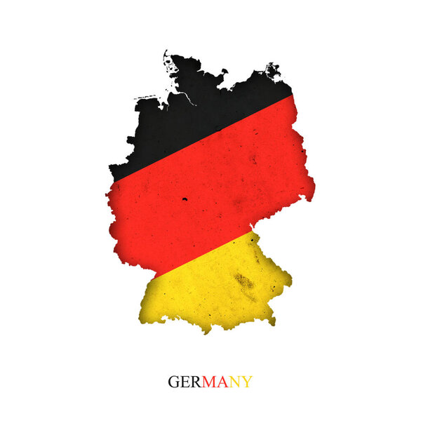 Flag of Germany in the form of a map. Shadow. Isolated on white background. Signs and symbols. Design element. Flags.