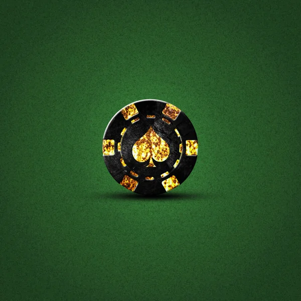 暗緑色の背景にヴィンテージ グランジポーカーチップ ギャンブルだ — ストック写真