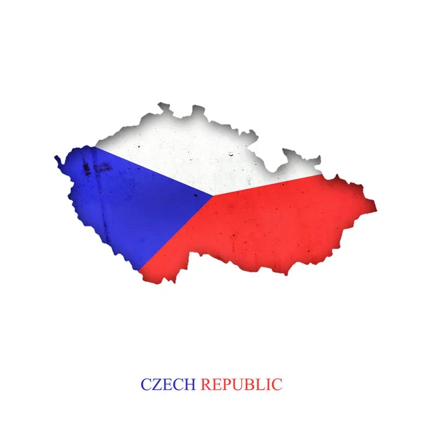 Flag Czech Republic Form Map Shadow Isolated White Background Signs — Stok Foto