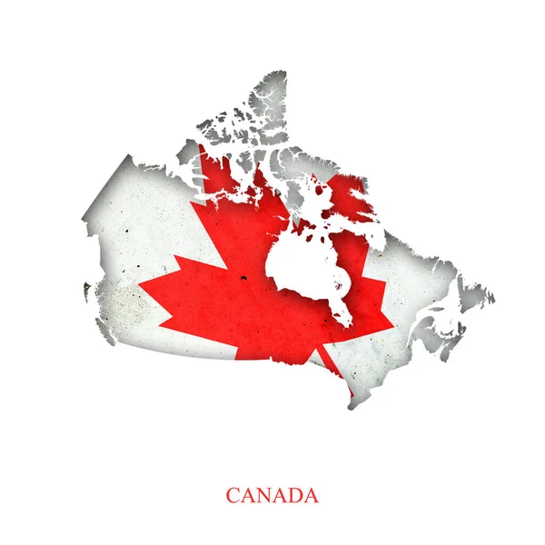 Vlag Van Canada Vorm Van Een Kaart Schaduw Geïsoleerd Witte — Stockfoto