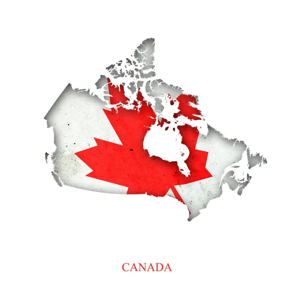 Flag Canada Form Map Shadow Isolated White Background Signs Symbols — Foto de Stock