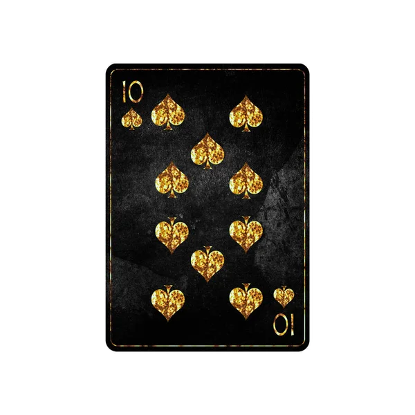Ten Spades Grunge Card Isolated White Background Playing Cards Design — Stockfoto