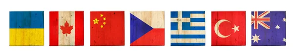 Set Ucrânia Canadá China República Checa Grécia Turquia Austrália Bandeiras — Fotografia de Stock