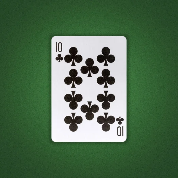 Ten Clubs Green Poker Background Gamble Playing Cards Background — Stock Photo, Image