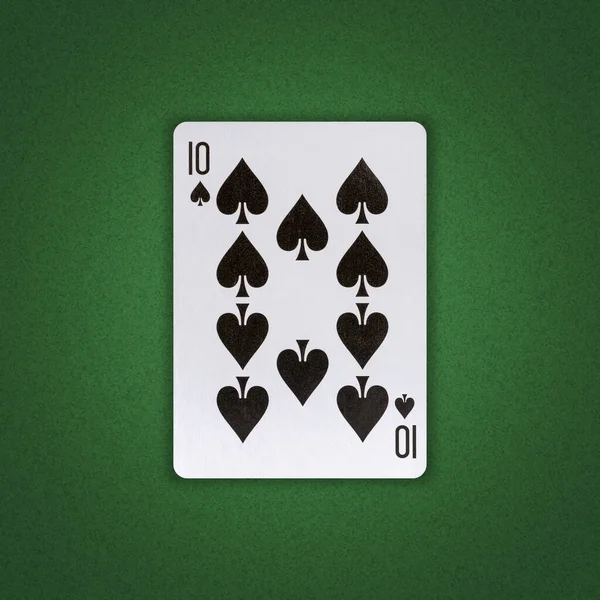 Δέκα Μπαστούνι Φόντο Πράσινου Πόκερ Γκαμπλ Παίζοντας Χαρτιά Ιστορικό — Φωτογραφία Αρχείου
