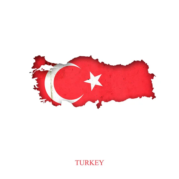 Bandera Turquía Forma Mapa Sombra Aislado Sobre Fondo Blanco Signos —  Fotos de Stock