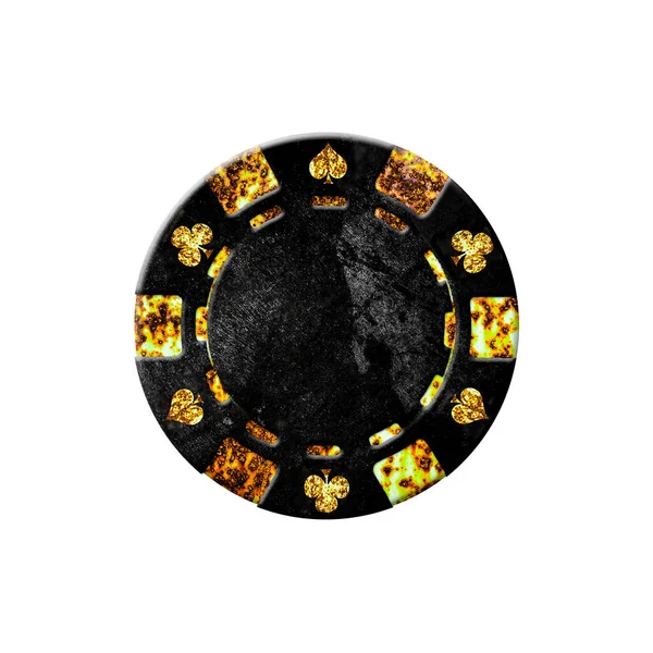 Винтажный Гранж Покер Чип Изолирован Белом Фоне Дизайн Элемента Азартные — стоковое фото