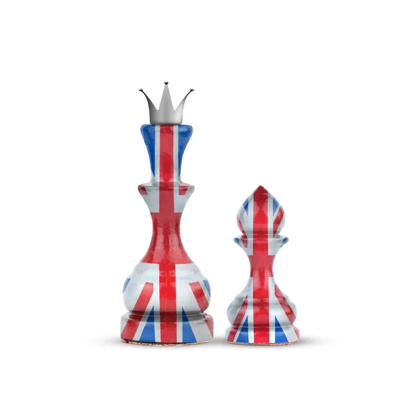 Chess Queen Pawn Colors England Flag Isolated White Background Sport — Stockfoto