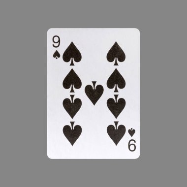 Nine of Spades. Isolated on a gray background. Gamble. Playing cards. Cards.