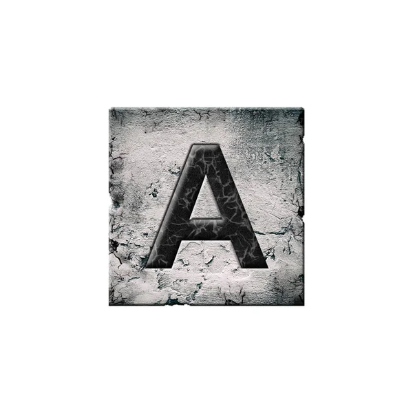 手紙A 石のブロックにアルファベット 白い背景に隔離されている デザイン要素 — ストック写真