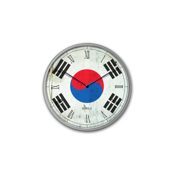Wall Clock Color Korea Flag Signs Symbols Isolated White Background — 스톡 사진