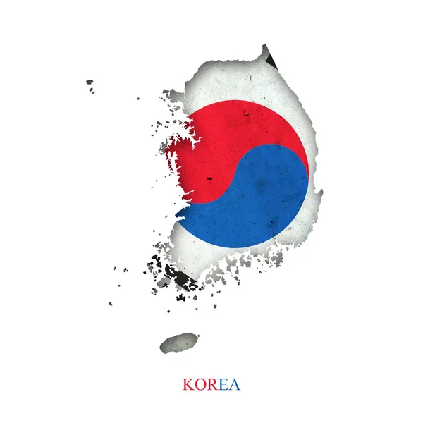 Flag Korea Form Map Shadow Isolated White Background Signs Symbols — 스톡 사진