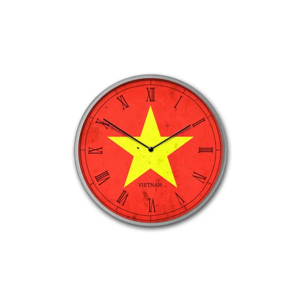 挂钟是越南国旗的颜色 标志和符号 被白色的背景隔离了设计元素 — 图库照片