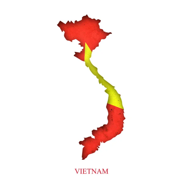 Bandera Vietnam Forma Mapa Sombra Aislado Sobre Fondo Blanco Signos — Foto de Stock