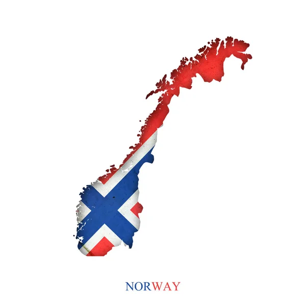 Flag Norway Form Map Shadow Isolated White Background Signs Symbols — Stock fotografie