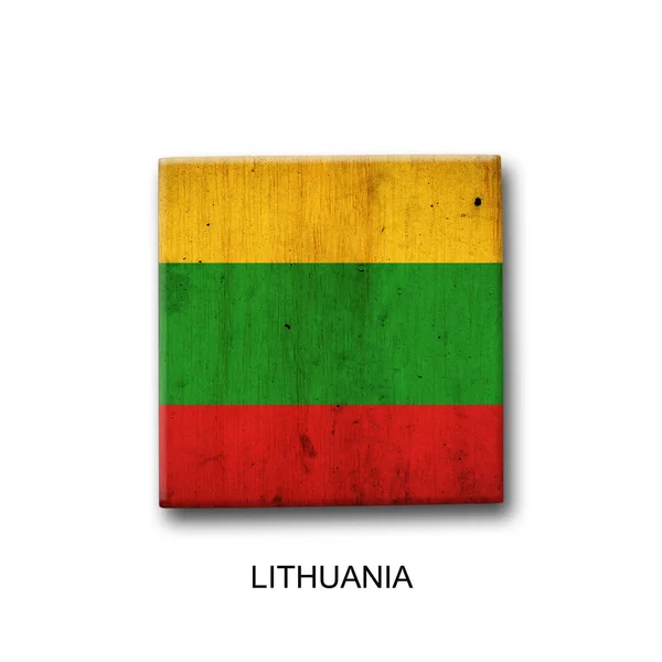 Bandera Lituania Bloque Madera Aislado Sobre Fondo Blanco Signos Símbolos —  Fotos de Stock
